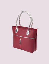 Sophisticated Maroon Tote with Silver Accents